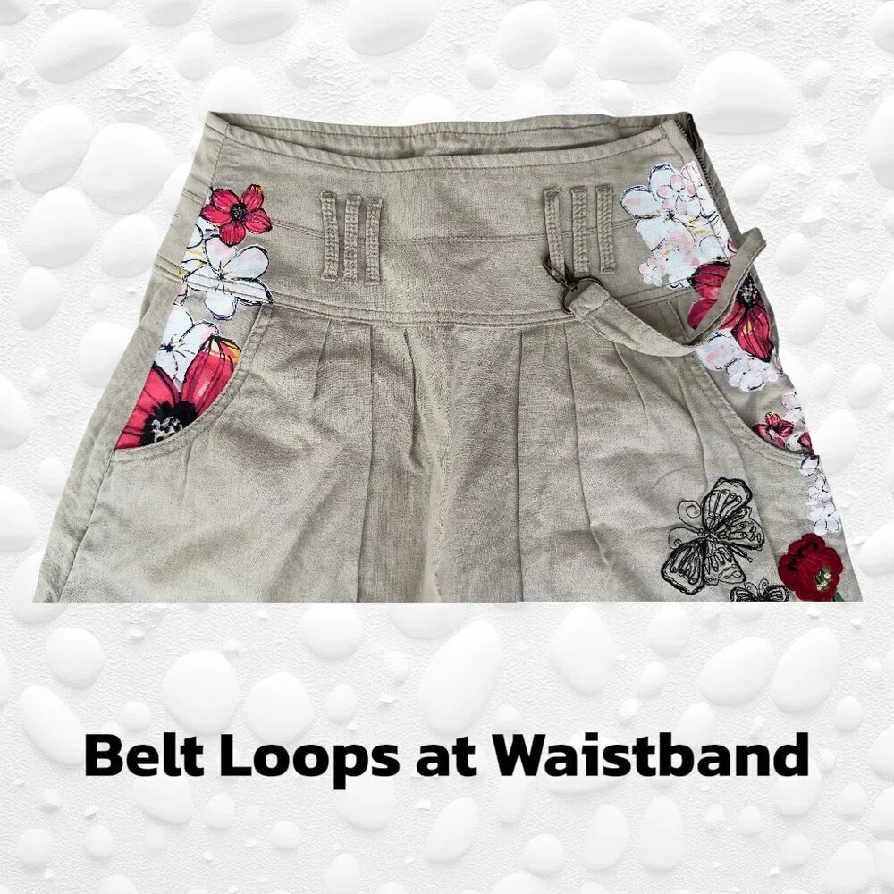 “Beige Butterfly & Bloom Boho Pants – Desigual Size S - 26" waist - Picture 6 of 13
